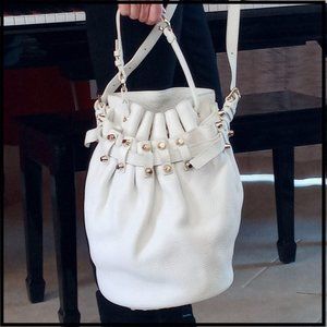 PRISTINE, Alexander Wang, Pebbled Lambskin, Diego Bucket Bag, White, Crossbody